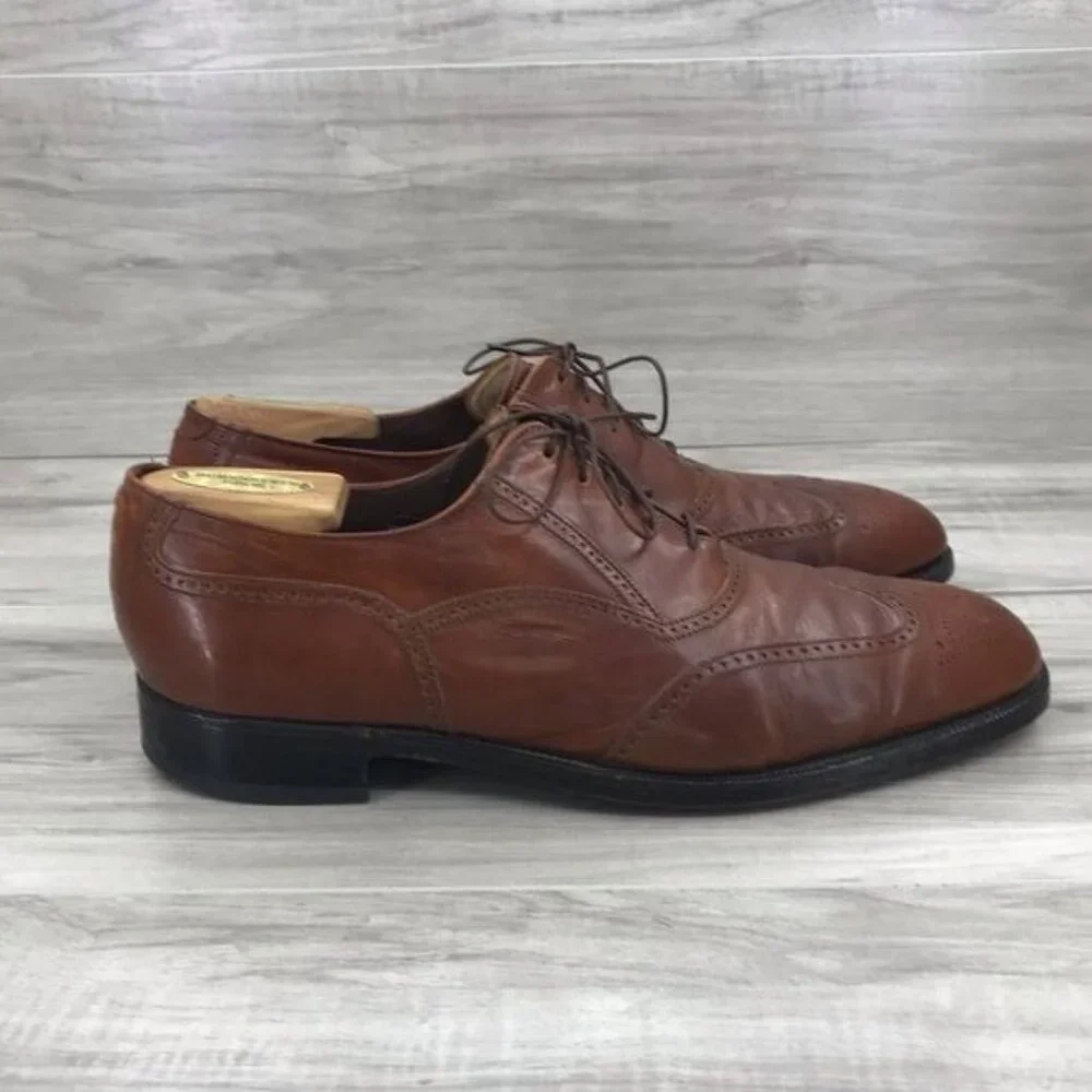 Florsheim Oxfords Men's 10.5 B Brogue Brown Leather Wingtip Dress Shoes